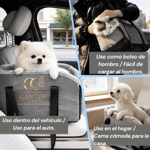 🐾 Cama Antiestrés MiniPaws + Mallas de Protección UV para Auto
