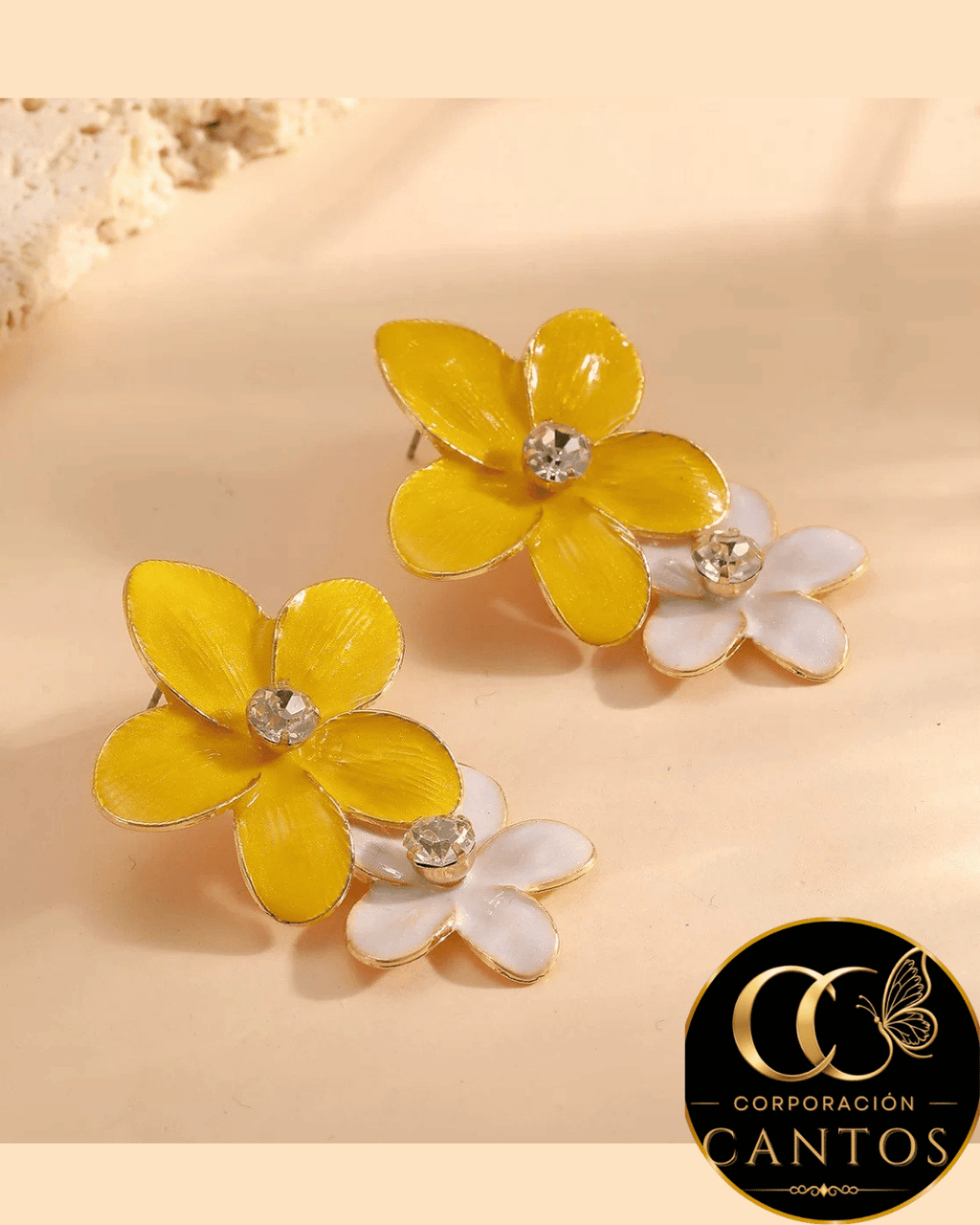Aretes Doble Flor Dúo Encanto (Acero 316L)