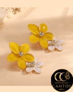 Aretes Doble Flor Dúo Encanto (Acero 316L)