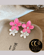 Aretes Doble Flor Dúo Encanto (Acero 316L)