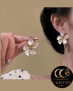 Aretes Flor Radiante Nácar & Dorado (Acero 316L)
