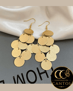 Aretes Cascada de Discos Dorados (Acero 316L)