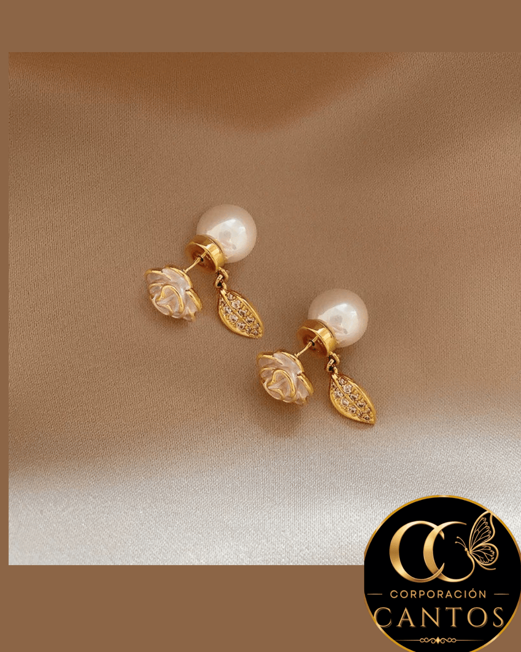 Aretes Doble Vista Rosetón & Hoja (Acero 316L)