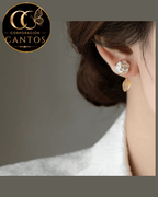 Aretes Doble Vista Rosetón & Hoja (Acero 316L)