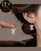 Aretes Colgantes Rocío de Cristal & Flores (Acero 316L)