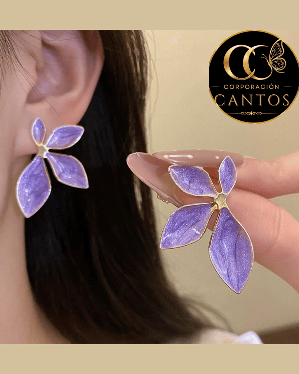 Aretes Pétalos Asimétricos Colección Botánica (Acero 316L)
