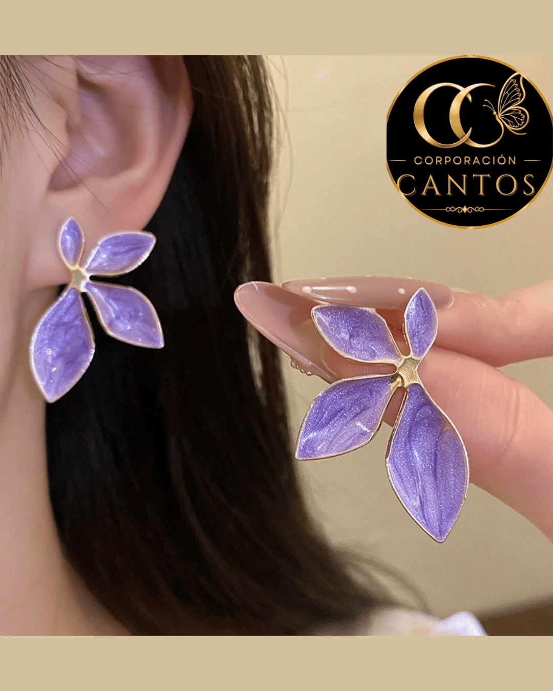 Aretes Pétalos Asimétricos Colección Botánica (Acero 316L)