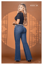 Pantalón Jean Colombiano Wide Leg Campana de Tiro Alto con Correa