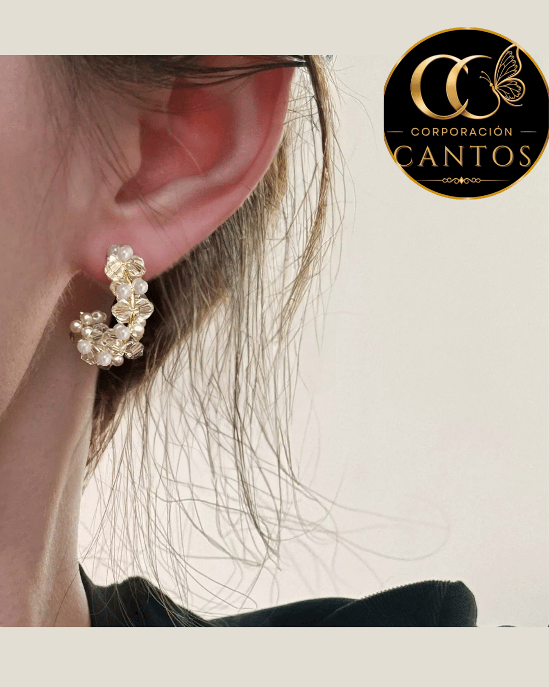Argollas Destello de Perlas & Cristales (Acero 316L)