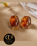 Aretes Broquel Ámbar Geométrico (Acero 316L)