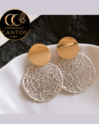 Aretes Trama Artística Dorado & Blanco (Acero 316L)