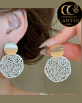 Aretes Trama Artística Dorado & Blanco (Acero 316L)