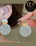 Aretes Trama Artística Dorado & Blanco (Acero 316L)