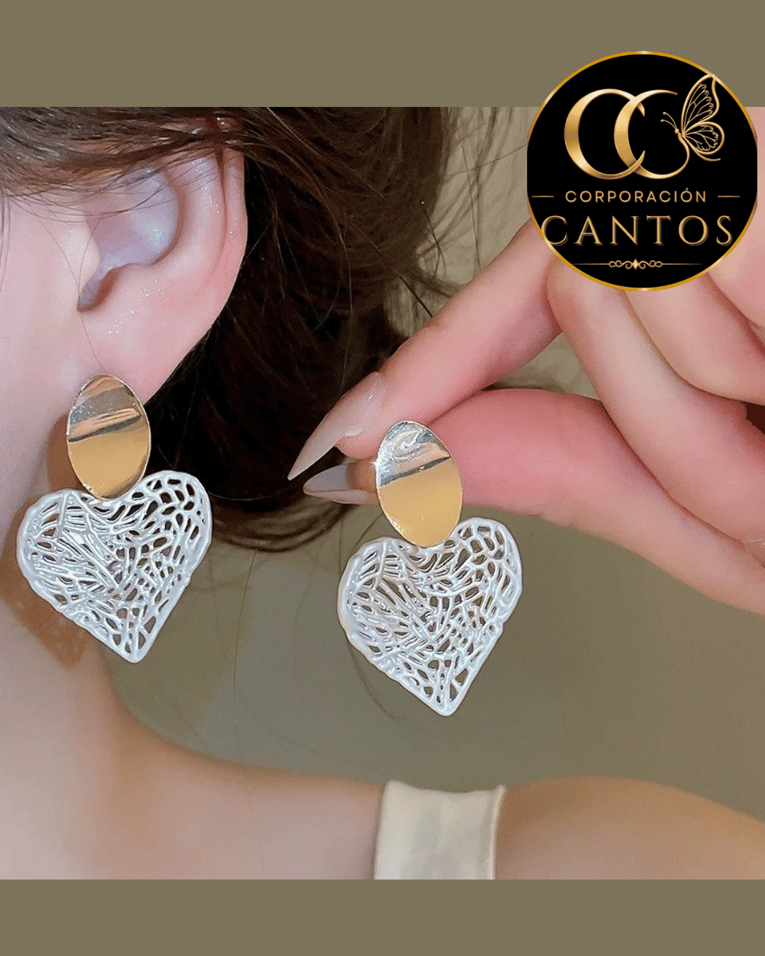Aretes Trama Artística Dorado & Blanco (Acero 316L)