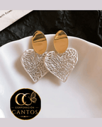 Aretes Trama Artística Dorado & Blanco (Acero 316L)