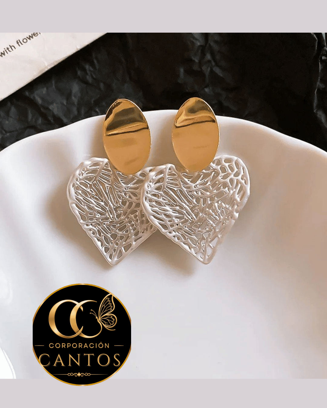 Aretes Trama Artística Dorado & Blanco (Acero 316L)