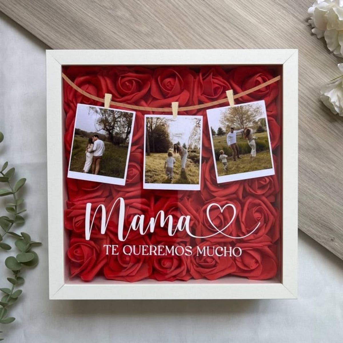 Cuadro 3D Personalizado "Amor Eterno" – Rosas de Satin y Fotos 🌹📸✨