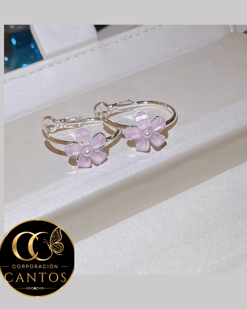 Argollas Minimalistas Flor Rosa (Acero 316L)