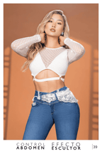 Pantalón Jean Colombiano Skinny de Tiro Alto con Bota Tubo y Accesorio