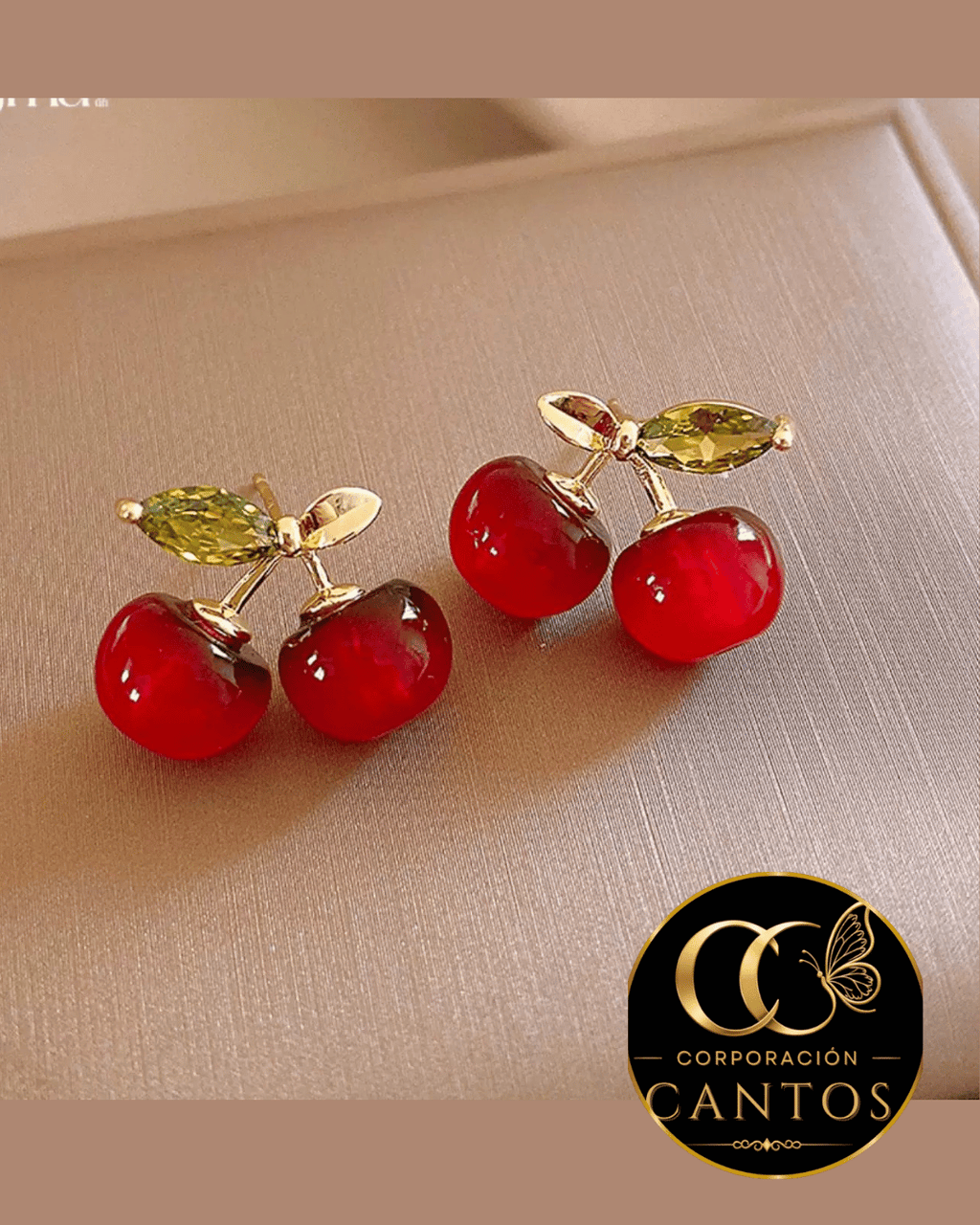 Aretes Broquel Cerezas Dulce Encanto (Acero 316L)
