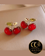 Aretes Broquel Cerezas Dulce Encanto (Acero 316L)