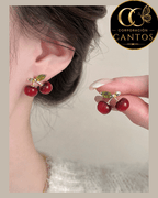 Aretes Broquel Cerezas Dulce Encanto (Acero 316L)