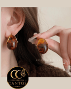 Aretes Broquel Gota Ámbar (Acero 316L)