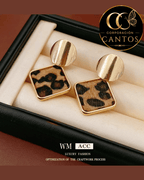 Aretes Geométricos Animal Print & Disco Dorado (Acero 316L)