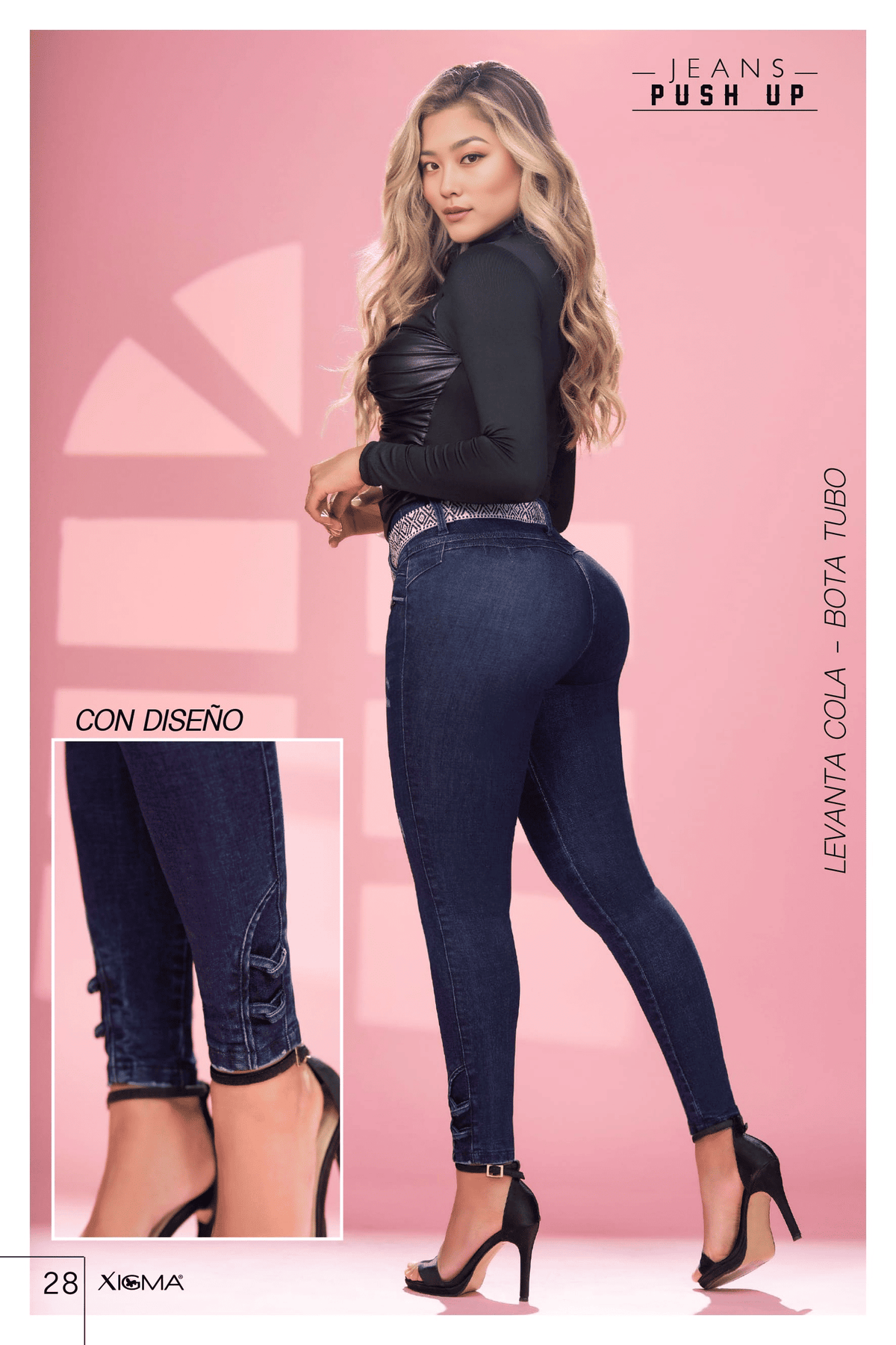 Pantalón Jean Colombiano Skinny de Tiro Alto con Bota Tubo