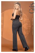 Pantalón Jean Colombiano Wide Leg Gris Oscuro