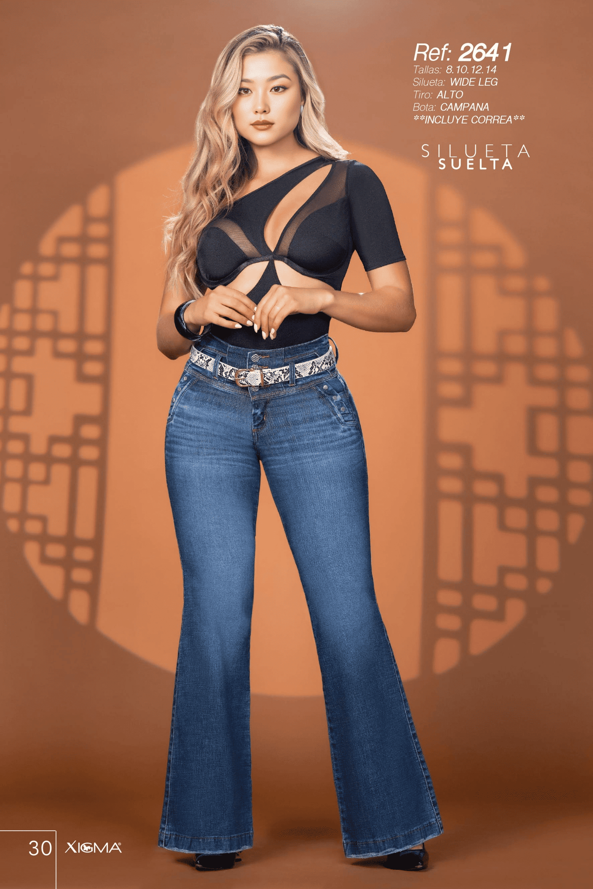Pantalón Jean Colombiano Wide Leg Campana de Tiro Alto con Correa