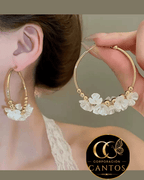 Argollas Jardín Floral & Perlas (Acero 316L)