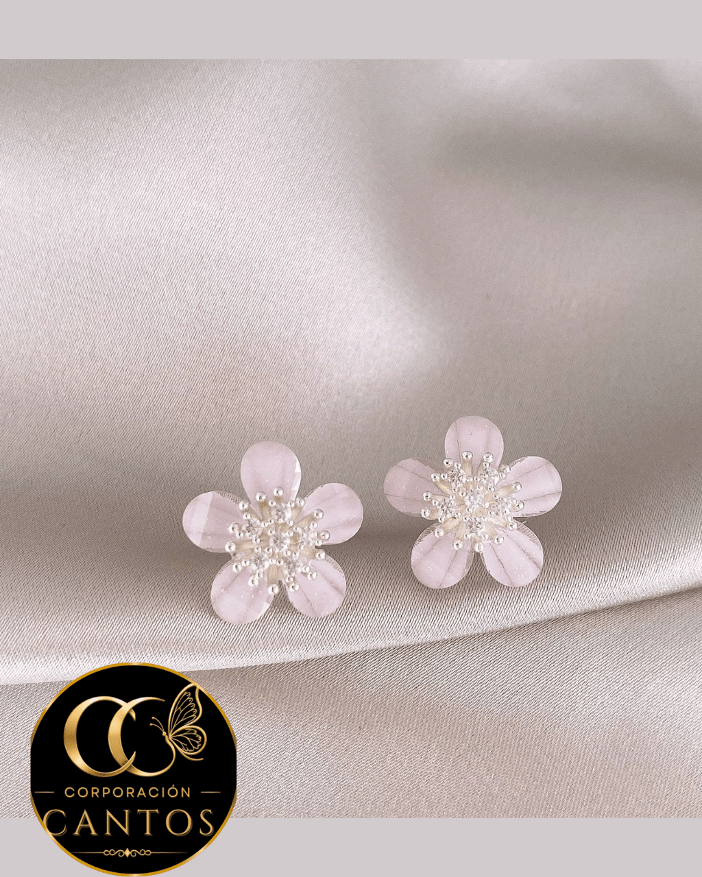 Aretes Broquel Flor de Cerezo | Colección Floral (Acero 316L)