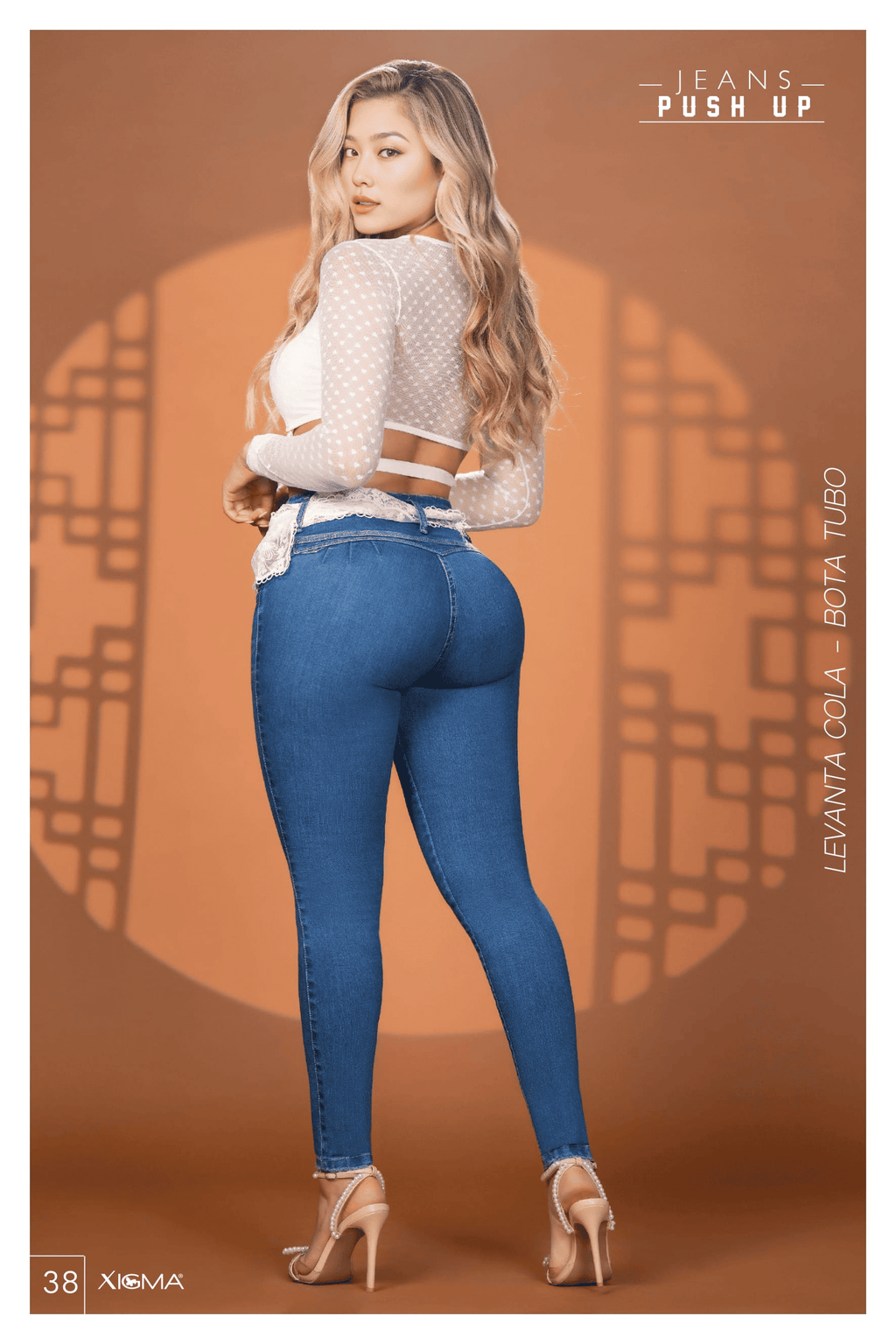 Pantalón Jean Colombiano Skinny de Tiro Alto con Bota Tubo y Accesorio