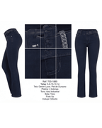 Jeans Colombiano Azul Industrial Push-Up con Cinturón Incrustado (Ref: 700-1889)