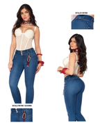 Jeans Colombiano Azul Oscuro Push-Up con Pretina de 4 Botones (Ref: 700-1855)