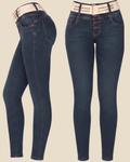 Jeans Colombiano Azul Oscuro Push-Up con Cinto Texturizado (Ref: 700-1855)