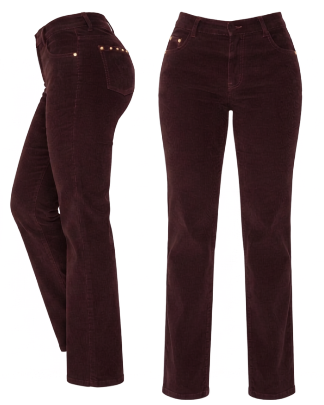 Pantalón en Corduroy Color Vino Tinto Push-Up - Corte Recto (Ref: 700-1871)