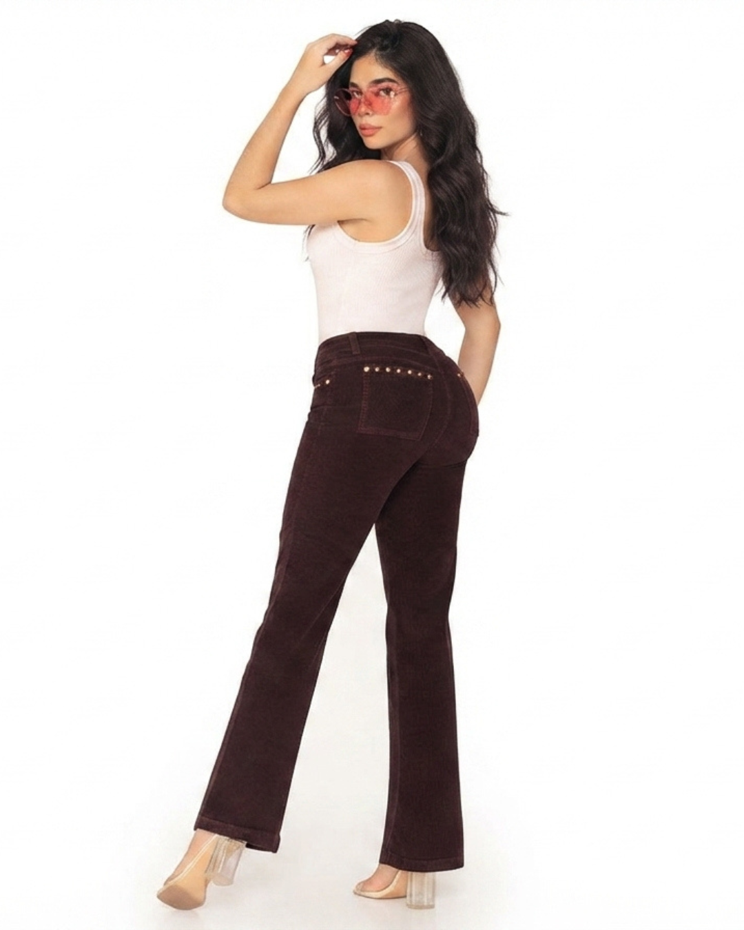Pantalón en Corduroy Color Vino Tinto Push-Up - Corte Recto (Ref: 700-1871)