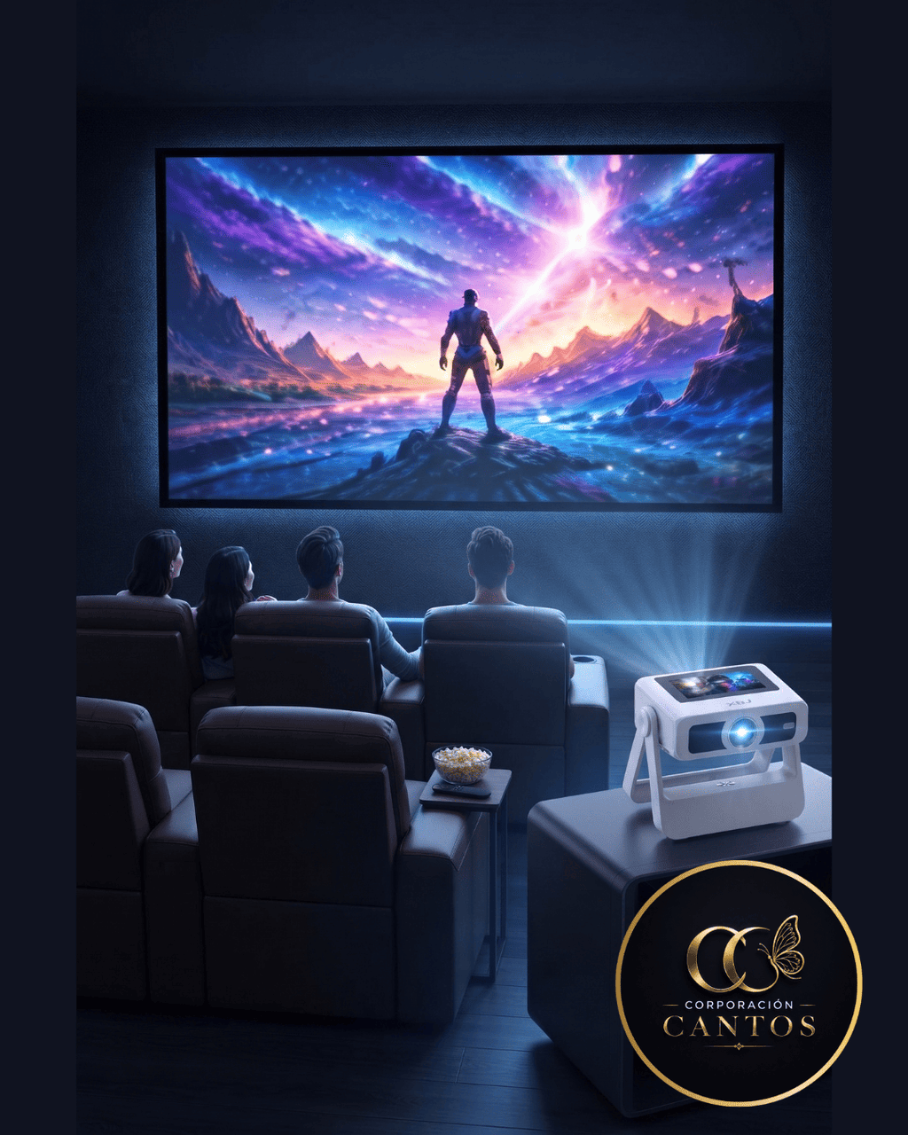 Proyector Smart Táctil de Doble Pantalla LuminaSphere™ | 450 Lúmenes, Pantalla Gigante hasta 300" y Altavoz Integrado (Cód. MDF276)