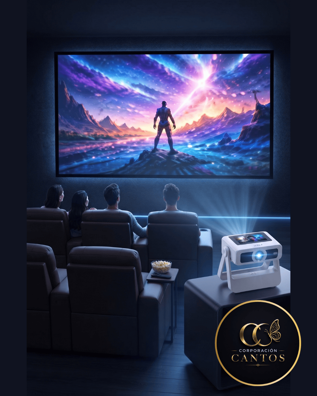 Proyector Smart Táctil de Doble Pantalla LuminaSphere™ | 450 Lúmenes, Pantalla Gigante hasta 300" y Altavoz Integrado (Cód. MDF276)