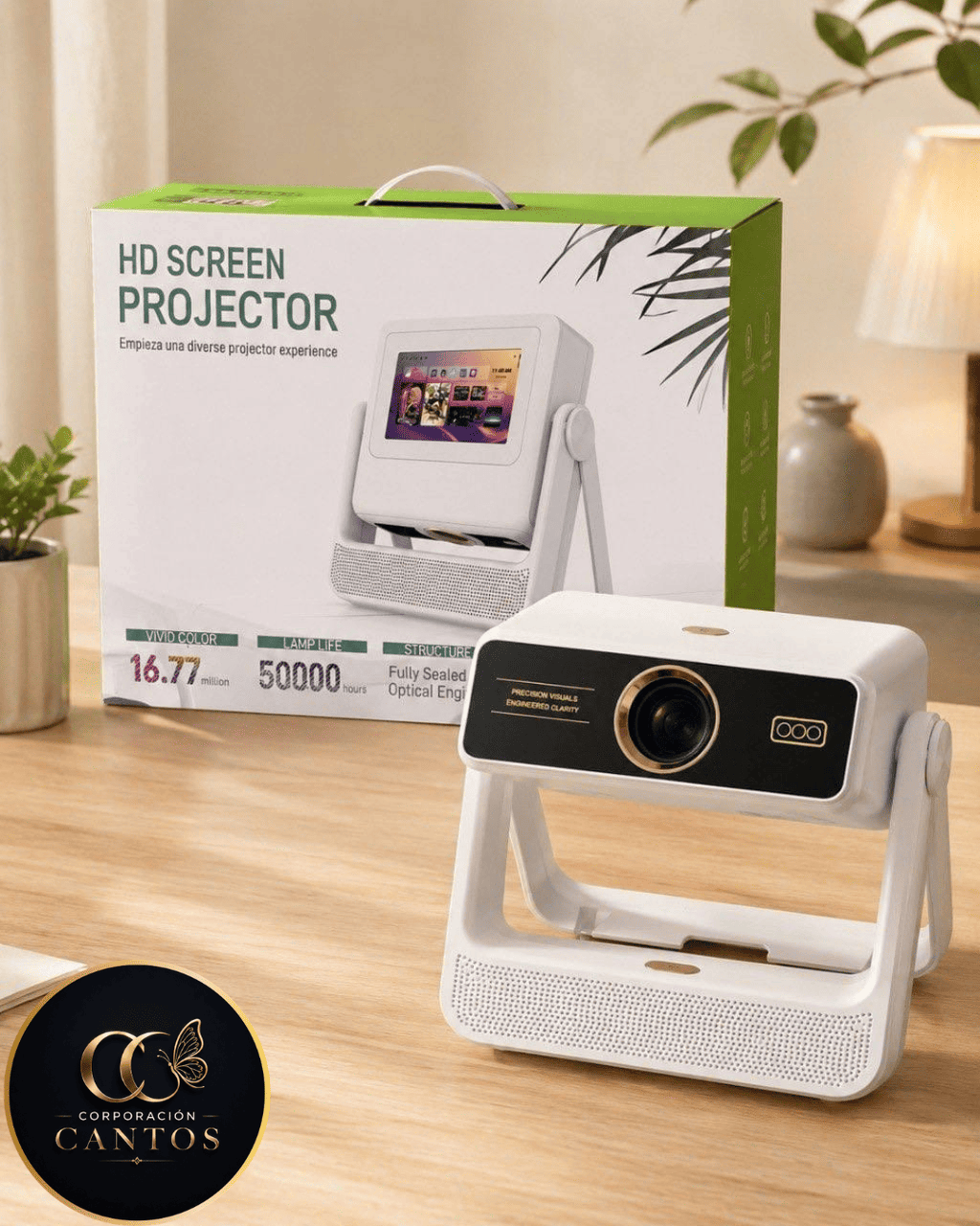 Proyector Smart Táctil de Doble Pantalla LuminaSphere™ | 450 Lúmenes, Pantalla Gigante hasta 300" y Altavoz Integrado (Cód. MDF276)