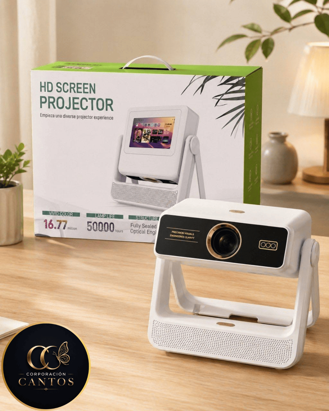 Proyector Smart Táctil de Doble Pantalla LuminaSphere™ | 450 Lúmenes, Pantalla Gigante hasta 300" y Altavoz Integrado (Cód. MDF276)