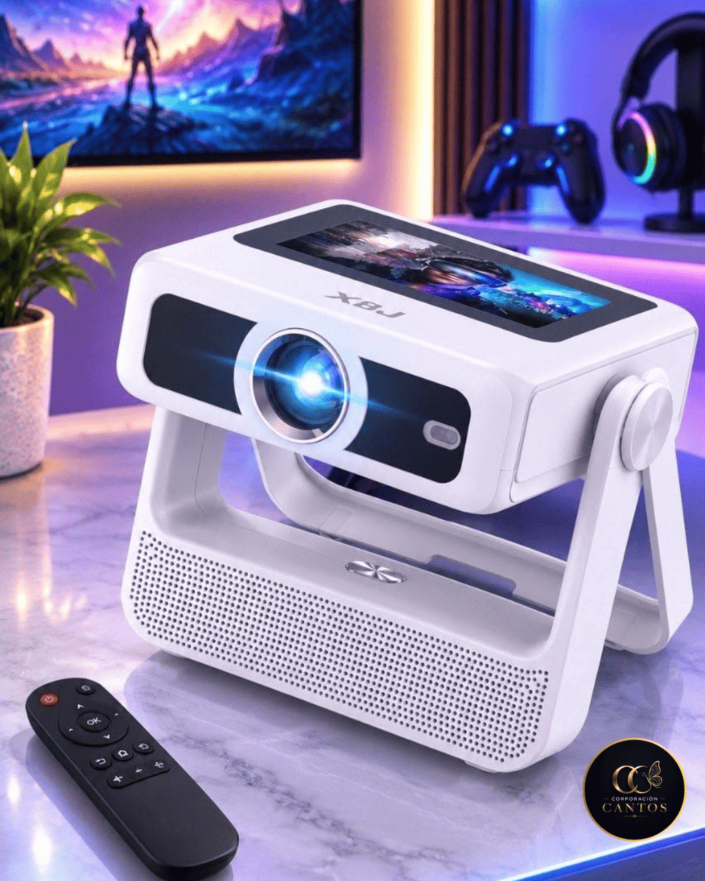 Proyector Smart Táctil de Doble Pantalla LuminaSphere™ | 450 Lúmenes, Pantalla Gigante hasta 300" y Altavoz Integrado (Cód. MDF276)