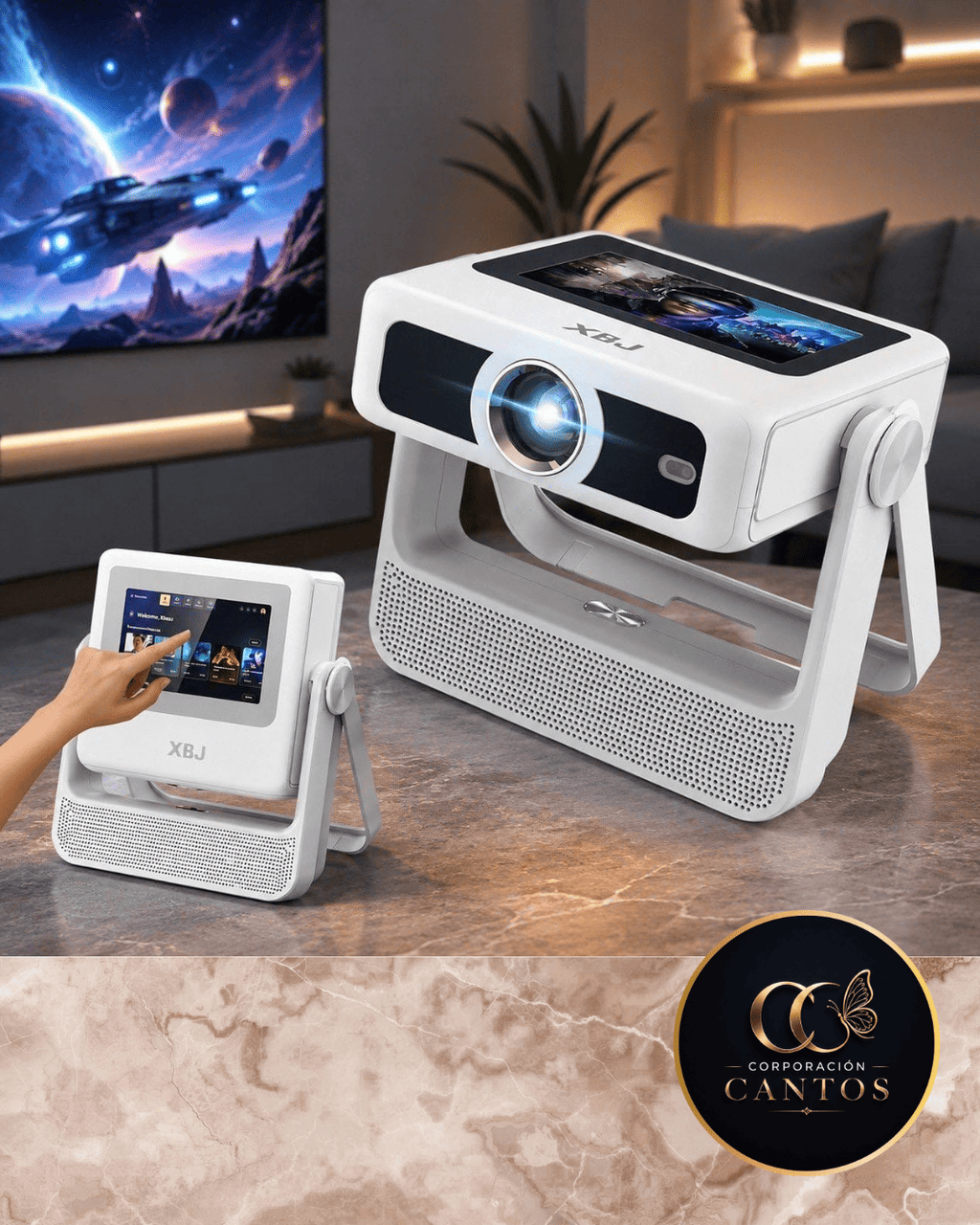 Proyector Smart Táctil de Doble Pantalla LuminaSphere™ | 450 Lúmenes, Pantalla Gigante hasta 300" y Altavoz Integrado (Cód. MDF276)