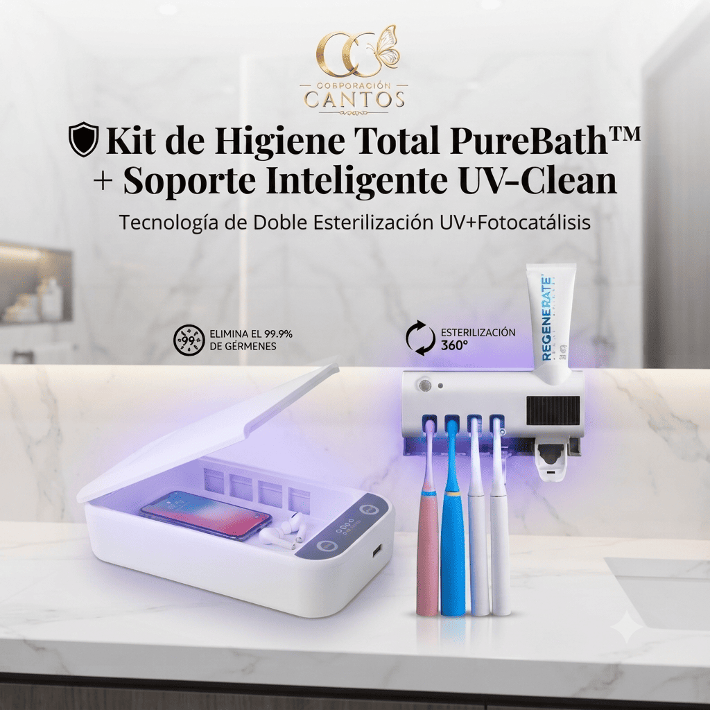 Kit de Higiene Total PureBath™ + Soporte Inteligente UV-Clean