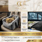 🐾 Cama Antiestrés MiniPaws + Mallas de Protección UV para Auto