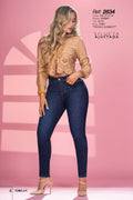 Pantalón Jean Colombiano Skinny Clásico de Tiro Alto con Bota Tubo