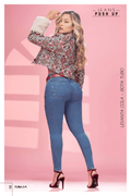 Pantalón Jean Colombiano Skinny de Tiro Alto con Bota Tubo y Correa