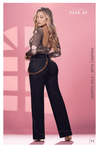 Pantalón Jean Colombiano Wide Leg Campana de Tiro Alto con Accesorio